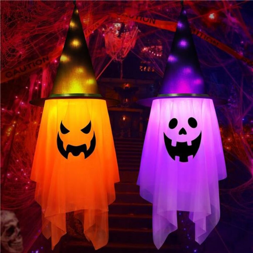 Set of 2 Halloween Hanging Ghosts, 42.5"x15" Upgraded Large Size Halloween Decor